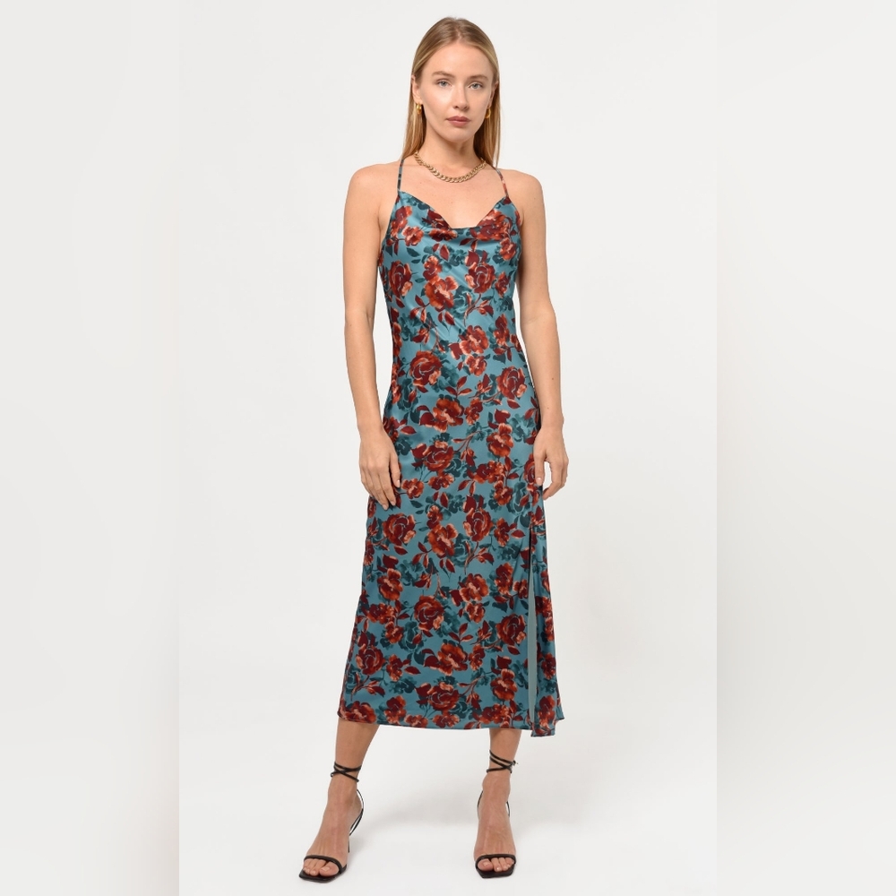 NWT Greylin Collection Floral Midi Cowl Neck Dress